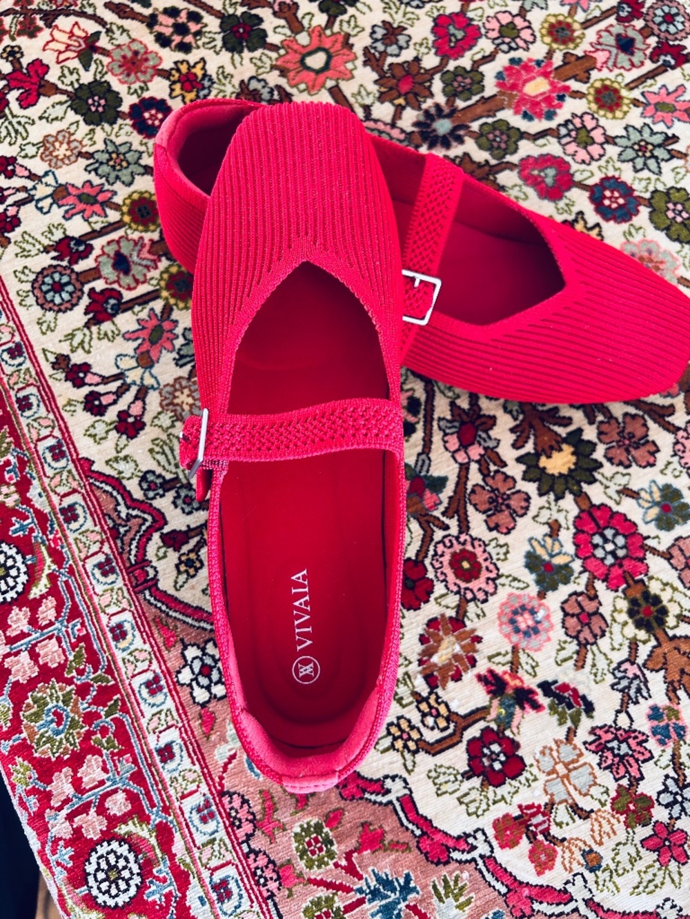 Vivaia Square-toed Red Margot Mary Jane, US7/EU37.5, Like New - Picture 3 of 6